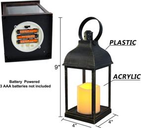 img 1 attached to 🏮 WRalwaysLX Decorative Lantern with Flameless LED Candle Light, ON/Off/Timer Function, 6 Hours Timer, Outdoor/Indoor LED Lantern, Requires AAA Batteries (Not Included), Bronze Plastic (4x9)