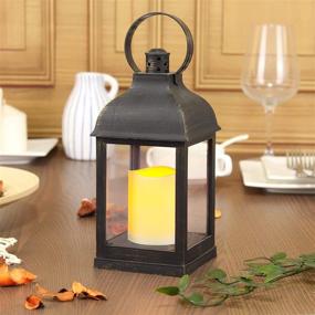 img 4 attached to 🏮 WRalwaysLX Decorative Lantern with Flameless LED Candle Light, ON/Off/Timer Function, 6 Hours Timer, Outdoor/Indoor LED Lantern, Requires AAA Batteries (Not Included), Bronze Plastic (4x9)