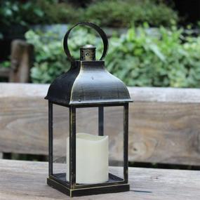 img 2 attached to 🏮 WRalwaysLX Decorative Lantern with Flameless LED Candle Light, ON/Off/Timer Function, 6 Hours Timer, Outdoor/Indoor LED Lantern, Requires AAA Batteries (Not Included), Bronze Plastic (4x9)
