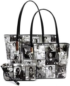 img 4 attached to 👜 Michelle's Printed Magazine Collage Women's Handbags & Wallets – Perfect Matching Set for Style-conscious Shoppers