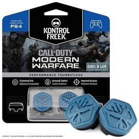 img 4 attached to 🎮 Enhanced PS4 Thumbsticks for Call of Duty Modern Warfare - KontrolFreek Performance Grips, 2 Mid-Rise, Convex, Blue/Black