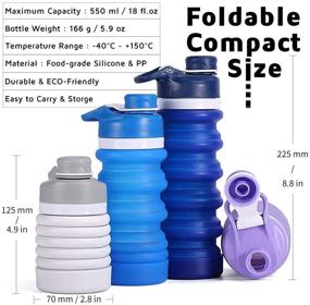 img 3 attached to Dark Blue Collapsible Water Bottles for Travel 🌊 Cruise, Outdoors, Sports, Camping, Hiking, Gym, and Fitness Training