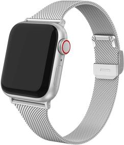 img 1 attached to Съемный узкий металлический браслет из нержавеющей стали SWEES для iWatch Series 7 6 5 4 3 2 1 SE Women - черный, шампанское, серебро, розовое золото