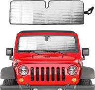 🌞 защита от солнца для jeep wrangler 1997-2018: трипл ламинация для термоизоляции, алюминиевая фольга, серебристая логотип