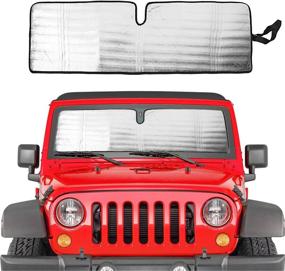 img 4 attached to 🌞 1997-2018 Jeep Wrangler Sun Shade: Triple Laminate Aluminum Foil Sunshade Heat Shield, Silver