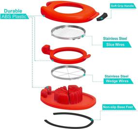 img 3 attached to Egg Slicer for Hard Boiled Eggs - Easy Slice, Wedge, and Dice - Sturdy ABS Body with Stainless Steel Wires - Non-slip Feet - Dishwasher Safe - BPA Free - Vibrant RED