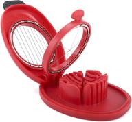 egg slicer for hard boiled eggs - easy slice, wedge, and dice - sturdy abs body with stainless steel wires - non-slip feet - dishwasher safe - bpa free - vibrant red logo