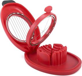 img 4 attached to Egg Slicer for Hard Boiled Eggs - Easy Slice, Wedge, and Dice - Sturdy ABS Body with Stainless Steel Wires - Non-slip Feet - Dishwasher Safe - BPA Free - Vibrant RED