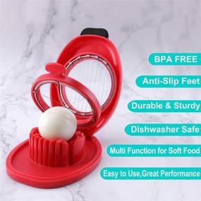 img 1 attached to Egg Slicer for Hard Boiled Eggs - Easy Slice, Wedge, and Dice - Sturdy ABS Body with Stainless Steel Wires - Non-slip Feet - Dishwasher Safe - BPA Free - Vibrant RED