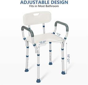 img 3 attached to 🚿 GreenChief Shower Bath Chair: Removable Back, Arms, 300lb Capacity - Assist Grab Bar - Tool Free Shower Seat for Disabled, Seniors & Elderly