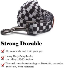 img 2 attached to 🐾 Personalized Dog Collar Leash Set - Adjustable QQPETS Basic Collar Leash with Handle for Puppy Small Medium Large Dogs - Ideal for Training, Walking, Running - Black and White Pattern