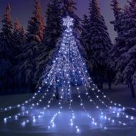 🎄 340 led star topper outdoor christmas decoration lights with 9 light strings - 8 lighting modes for yard, new year, wedding, party – bright white snowflake tree wrap lights logo