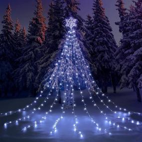 img 4 attached to 🎄 340 LED Star Topper Outdoor Christmas Decoration Lights with 9 Light Strings - 8 Lighting Modes for Yard, New Year, Wedding, Party – Bright White Snowflake Tree Wrap Lights