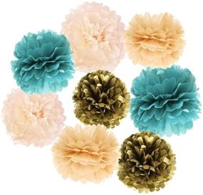 img 1 attached to 🎉 Teal and Gold Birthday Party Decorations for Women - Golden Happy Birthday Balloons, Polka Dot Fans, and Teal Gold Balloons for Women's 30th/40th/50th Birthday Celebration