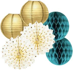 img 2 attached to 🎉 Teal and Gold Birthday Party Decorations for Women - Golden Happy Birthday Balloons, Polka Dot Fans, and Teal Gold Balloons for Women's 30th/40th/50th Birthday Celebration