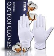 frisk premium cotton gloves for moisturizing eczema, 20 pairs for overnight bedtime, spa therapy, inspection - white logo