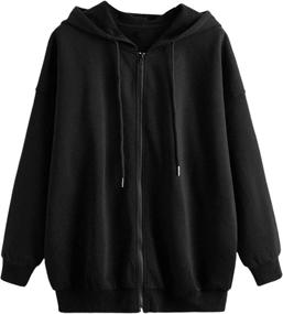 img 4 attached to WDIRARA Women's Zip Front Drawstring Hoodie: Stylish Long Sleeve Casual Sweatshirt Top