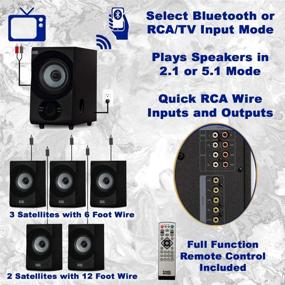 img 1 attached to Goldwood AA5172 Home Theater 5.1 Bluetooth Speaker System with USB & 5 Extension Cables, Black - Acoustic Audio