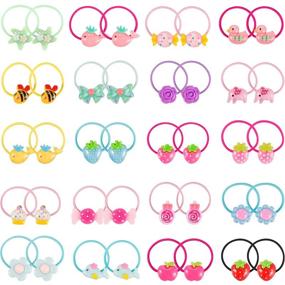 img 2 attached to 🎀 Fun and Functional Set of 80 Girls Cartoon Elastic Hair Ties - Perfect for Ponytails and Hairstyles!