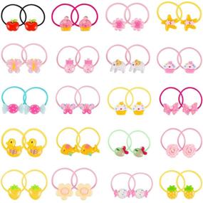 img 3 attached to 🎀 Fun and Functional Set of 80 Girls Cartoon Elastic Hair Ties - Perfect for Ponytails and Hairstyles!