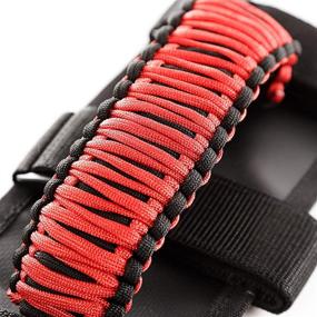 img 4 attached to 🚗 JEEMAK Grab Handle Kit, Paracord, Red/Black; 55-Present Jeep CJ/Wrangler/Gladiator