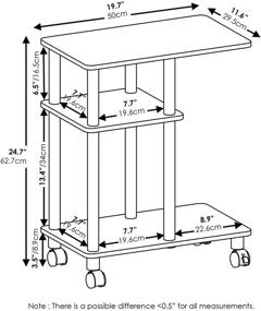 img 3 attached to 🪑 Efficient Furinno Turn-N-Tube U Shape Sofa Side Table with Casters - Espresso/Black: Compact and Versatile Solution