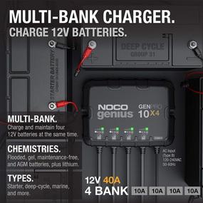 img 3 attached to 🔋 NOCO Genius 4-Bank Marine Charger GENPRO10X4 - 40A (10A Per Bank), Fully-Automatic Smart 12V Onboard Battery Charger, Maintainer, Desulfator & Temperature Compensator