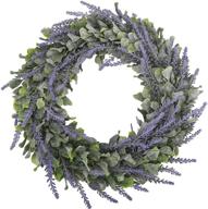 🌼 bomarolan large 16 inch diy lavender wreath flower with green leaves – ideal for springtime, summer, fall décor of outdoor front door, indoor wall, or window логотип