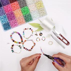 img 1 attached to EuTengHao 6000pcs Glass Seed Beads: High-Quality Crafting Supplies for 📿 DIY Bracelet Necklaces - 24 Vibrant Colors & Clear Bracelet String Included