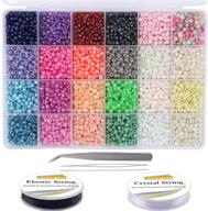 eutenghao 6000pcs glass seed beads: high-quality crafting supplies for 📿 diy bracelet necklaces - 24 vibrant colors & clear bracelet string included logo