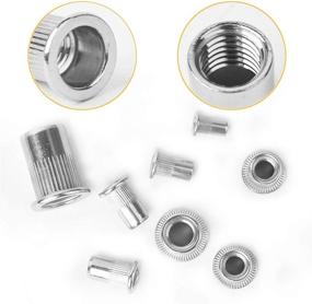 img 1 attached to Amlits 205PCS 304 Stainless Steel Rivet Nut Assortment Kit - Threaded Insert Nutserts Set with Flat Head for M3-M10 Sizes