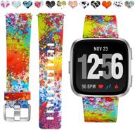 🌸 fadeless pattern band printed floral strap replacement for fitbit versa smart watch family - maledan compatible with fitbit versa 2/versa lite se/versa bands for women men logo