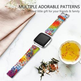 img 1 attached to 🌸 Fadeless Pattern Band Printed Floral Strap Replacement for Fitbit Versa Smart Watch Family - Maledan Compatible with Fitbit Versa 2/Versa Lite SE/Versa Bands for Women Men