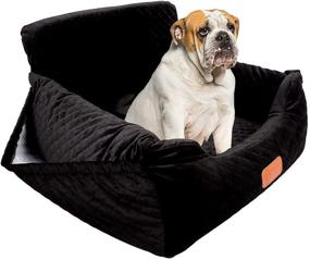 img 4 attached to 🐶 Dogs Car Seat Pet Booster Bed with Pocket | For Small & Medium Dogs Up to 35 lbs | Travel Safety, Non-Slip Base & Thick Sponge Pad | Disassemblable & Easy to Clean