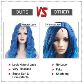 img 1 attached to Bold and Beautiful: Long Natural Blue Water Wave 💙 Wig - Perfect for Halloween, Cosplay, Parties! Heat-Resistant Synthetic Fiber Wig