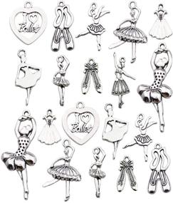 img 3 attached to 🩰 WOCRAFT 100g(60pcs) Craft Supplies: Antique Silver Ballerina Ballet Dancer Charms for Jewelry Making and DIY Crafting