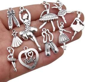 img 2 attached to 🩰 WOCRAFT 100g(60pcs) Craft Supplies: Antique Silver Ballerina Ballet Dancer Charms for Jewelry Making and DIY Crafting