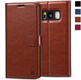 img 4 attached to KILINO Brown RFID Blocking Wallet Case for Samsung Galaxy S8 - PU Leather Flip Folio Cover with Shock-Absorbent Bumper, Card Slots, Kickstand, Magnetic Closure, and Soft TPU