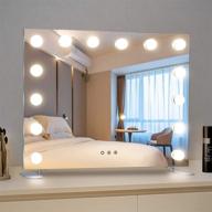 white hollywood vanity mirror with dimmable led lights, 3 color settings - plug and use cosmetic mirror for vanity top, illuminated light up beauty mirror with 14 bulbs логотип