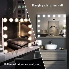 img 1 attached to White Hollywood Vanity Mirror with Dimmable LED Lights, 3 Color Settings - Plug and Use Cosmetic Mirror for Vanity Top, Illuminated Light up Beauty Mirror with 14 Bulbs