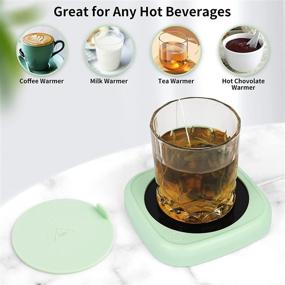 img 2 attached to Подставка для чашки Inber Coffee Mug Warmer – автоматическое выключение подставки для чашки на столе ☕, интеллектуальная плита для нагрева напитков для кофе, чая, молока и горячего шоколада – зеленый.