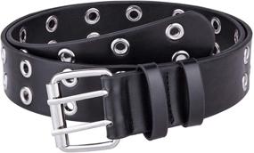 img 4 attached to Adjustable Leather Double Grommet Belt by Samtree