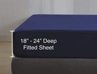 🛏️ premium navy/cal. king deep pocket bed sheet - 18"-24" mattress size - full-wrap elastic - luxuriously soft microfiber fitted sheet logo