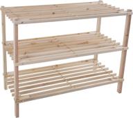 3-tier wood shoe rack storage bench for entryway, closet, bathroom, kitchen - space saver shoe organizer by lavish home in light woodgrain логотип