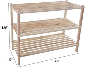 img 1 attached to 3-Tier Wood Shoe Rack Storage Bench for Entryway, Closet, Bathroom, Kitchen - Space Saver Shoe Organizer by Lavish Home in Light Woodgrain