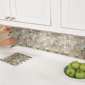 img 2 attached to 🔶 Set of 6 Multi-Colored Brown Mosaic Adhesive Backsplash Tiles for Kitchen and Bathroom by Collections Etc