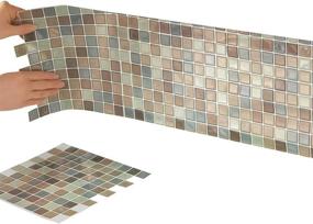 img 4 attached to 🔶 Set of 6 Multi-Colored Brown Mosaic Adhesive Backsplash Tiles for Kitchen and Bathroom by Collections Etc