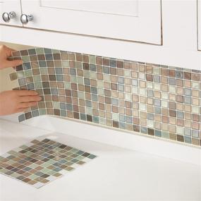 img 3 attached to 🔶 Set of 6 Multi-Colored Brown Mosaic Adhesive Backsplash Tiles for Kitchen and Bathroom by Collections Etc