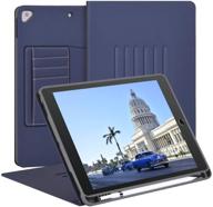 📘 10.2-inch ipad case with pencil holder and pocket - blue | hfcoupe | 9th / 8th / 7th gen (2021/2020/2019) | 6 magnetic stand angles | protective leather folio cover with auto wake/sleep logo