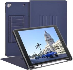 img 4 attached to 📘 10.2-inch iPad Case with Pencil Holder and Pocket - Blue | HFcoupe | 9th / 8th / 7th Gen (2021/2020/2019) | 6 Magnetic Stand Angles | Protective Leather Folio Cover with Auto Wake/Sleep